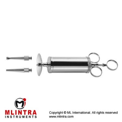 Ear Syringe Complete With Protection Disk and 2 Tips Stainless Steel, Capacity 50 ml